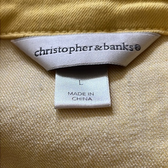 Christopher &‎  Banks yellow embellished jean jacket women’s Sz L - Picture 6 of 9